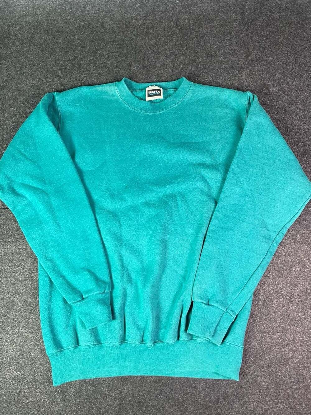 Tultex Superweight Crewneck Sweatshirt Medium Teal Green Vintage USA
